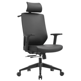 Črn usnjen ergonomski stol HELLS Chair HC-1052