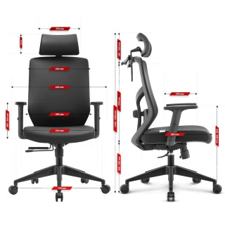 Črn usnjen ergonomski stol HELLS Chair HC-1052