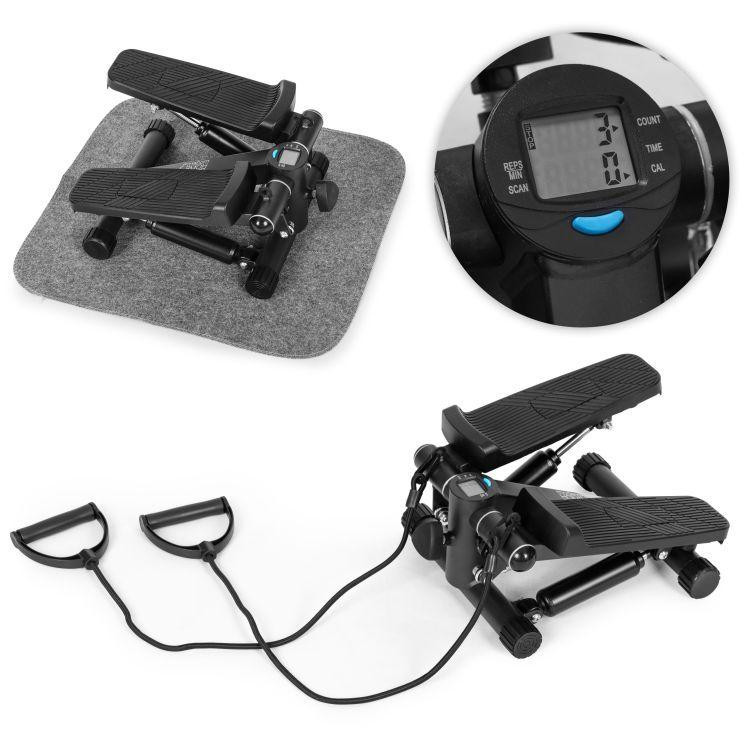 Domači fitnes steper z ekspanderji in zaslonom