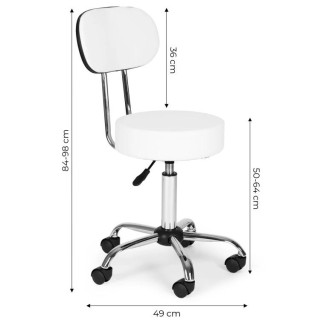 Bel vrtljiv kozmetični stol z naslonjalom