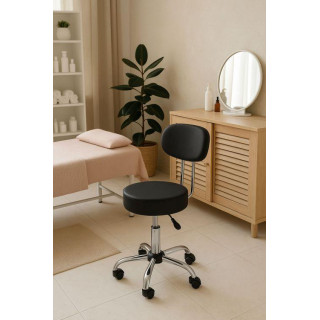 Črn vrtljiv kozmetični stol z naslonjalom