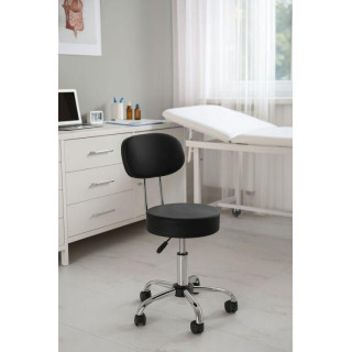 Črn vrtljiv kozmetični stol z naslonjalom