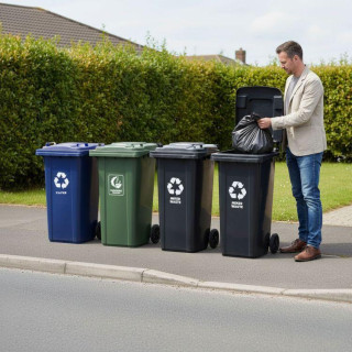 Črn koš za mešane odpadke - 120 l