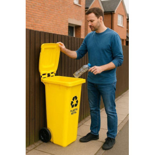 Rumen plastični koš za odpadke - 120 l