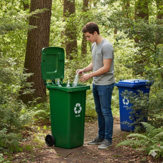 Komplet 3 košev za odpadke: plastika, steklo, papir 3 x 120 l