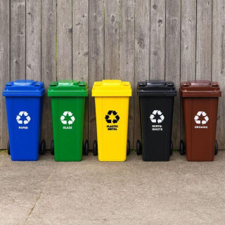Komplet 5 zabojnikov: plastika, steklo, papir, BIO, mešani odpadki 5x120 l
