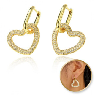 Ženski pozlačeni uhani s srčki