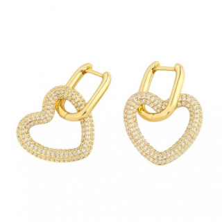 Ženski pozlačeni uhani s srčki