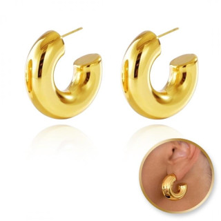 Ženski pozlačeni uhani - debeli krogi