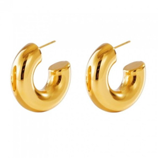 Ženski pozlačeni uhani - debeli krogi