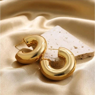 Ženski pozlačeni uhani - debeli krogi