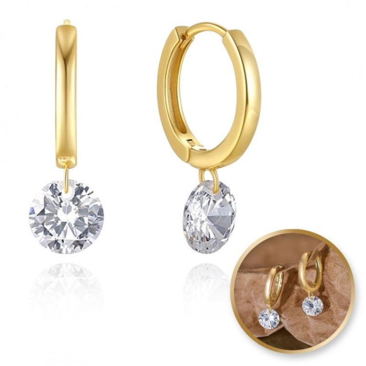 Srebrni viseči uhani, prevlečeni s 14-karatnim zlatom