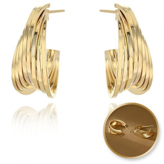 Uhani iz nerjavečega jekla, prevlečeni s 14-karatnim zlatom