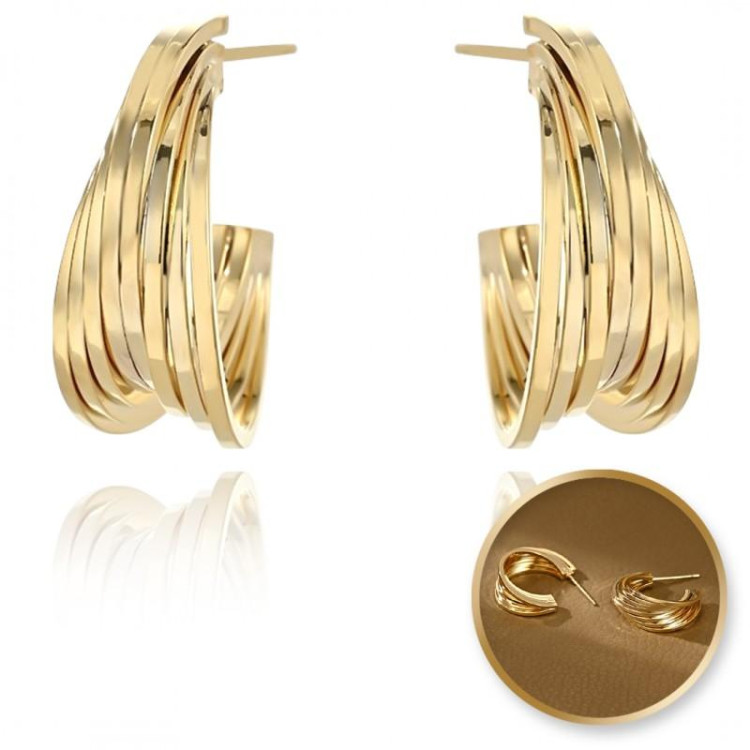 Uhani iz nerjavečega jekla, prevlečeni s 14-karatnim zlatom