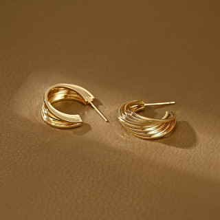 Uhani iz nerjavečega jekla, prevlečeni s 14-karatnim zlatom