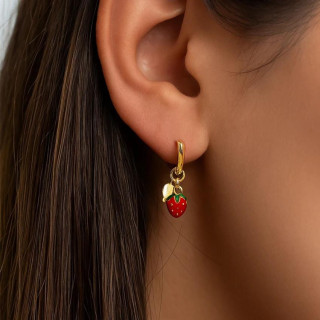 Viseči uhani z rdečimi jagodami