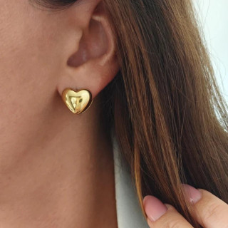 Dvostranski pozlačeni uhani - srčki