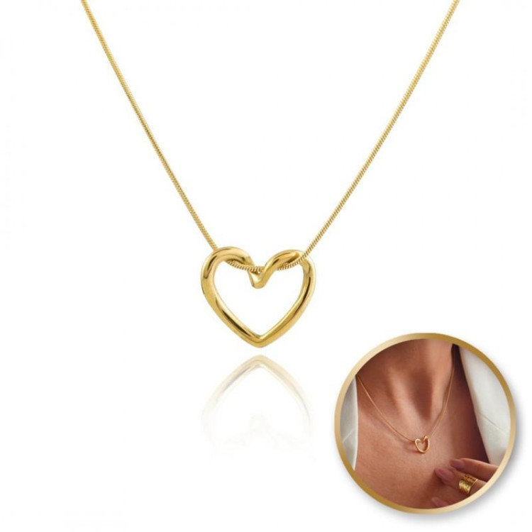 Ženska pozlačena ogrlica s srcem