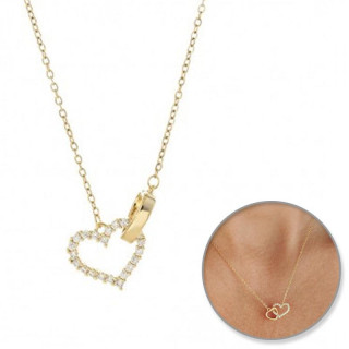 Pozlačena ogrlica z obeskom iz dveh src