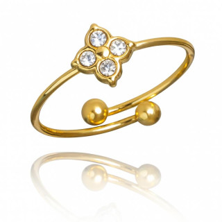 Ženski pozlačen prstan s cirkoni