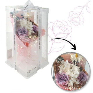 Šopek milnih rož v škatli z LED osvetlitvijo
