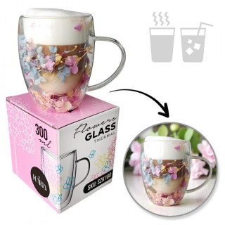 Termo skodelica z barvitimi rožami v notranjosti - 300 ml