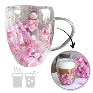 Termo vrček z rožnatimi cvetovi hortenzije - 300 ml