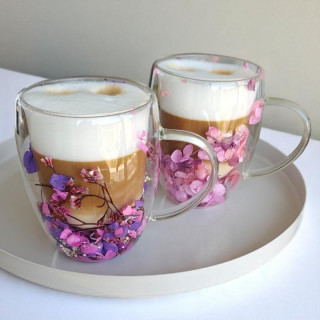 Termo vrček z rožnatimi cvetovi hortenzije - 300 ml