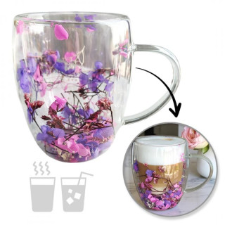 Termo vrček z vijolično-rožnatimi cvetovi hortenzije - 300 ml