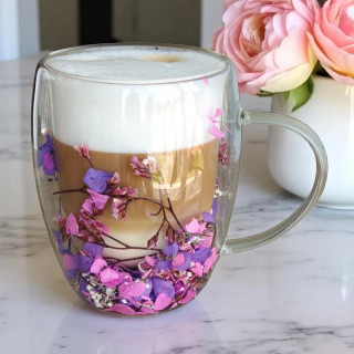 Termo vrček z vijolično-rožnatimi cvetovi hortenzije - 300 ml
