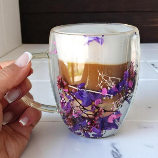 Termo vrček z vijolično-rožnatimi cvetovi hortenzije - 300 ml