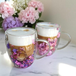 Termo vrček z vijolično-rožnatimi cvetovi hortenzije - 300 ml