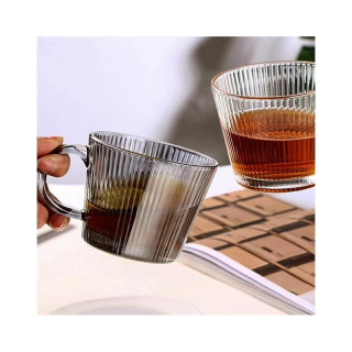 Siva skodelica z reliefnim ročajem - 380 ml