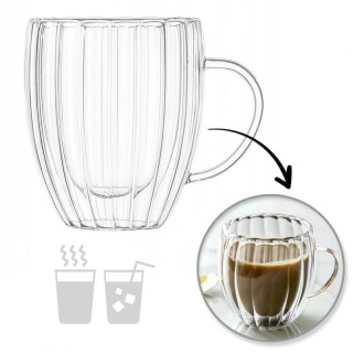 Steklena valovita skodelica z ročajem - 250 ml