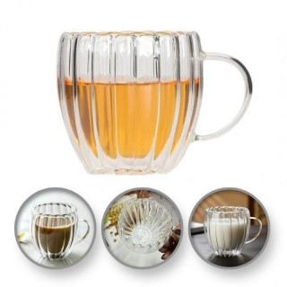 Steklena valovita skodelica z ročajem - 250 ml
