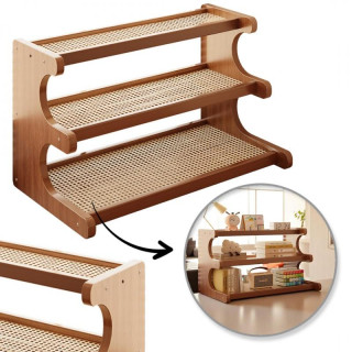 Tristopenjska bambusova polica za mizo