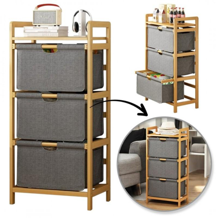 Bambusova polica s predali iz blaga