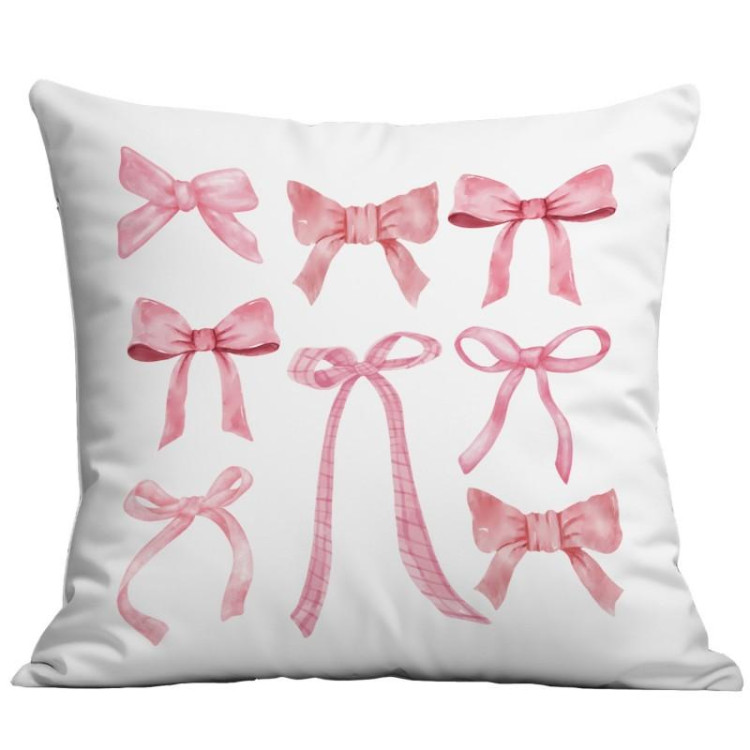 Bela prevleka za blazino z roza pentljami