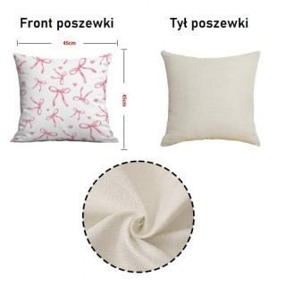 Bela prevleka za blazino z roza pentljami