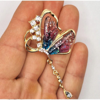 Broška z metuljčkom in cirkoni