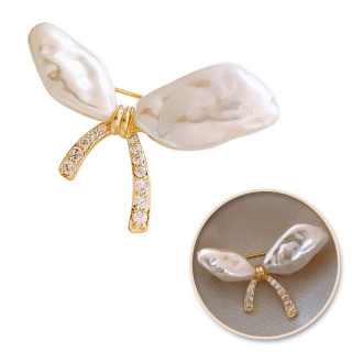 Broška v obliki biserne pentlje s cirkoni