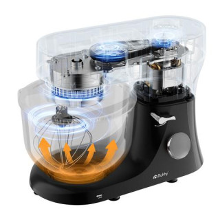 Črni kuhinjski robot z ogrevano posodo