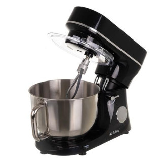 Črni kuhinjski robot z ogrevano posodo