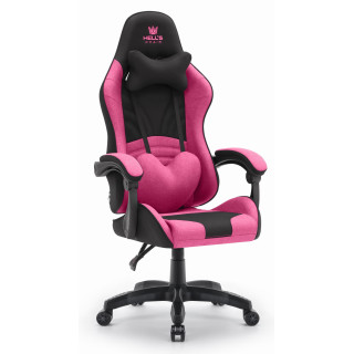 Roza in črn gaming stol iz blaga HELL'S CHAIR
