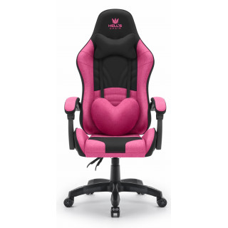 Roza in črn gaming stol iz blaga HELL'S CHAIR
