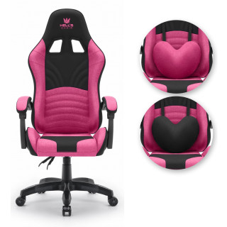 Roza in črn gaming stol iz blaga HELL'S CHAIR