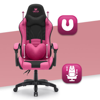Roza in črn gaming stol iz blaga HELL'S CHAIR