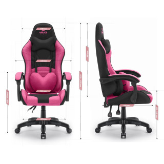 Roza in črn gaming stol iz blaga HELL'S CHAIR