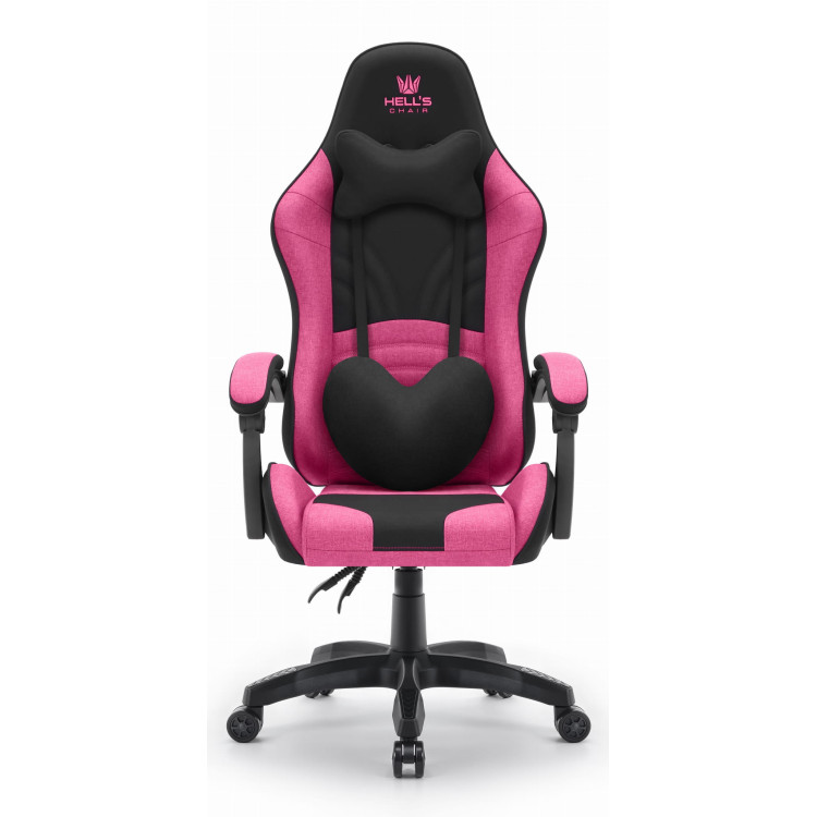 Roza in črn gaming stol iz blaga HELL'S CHAIR
