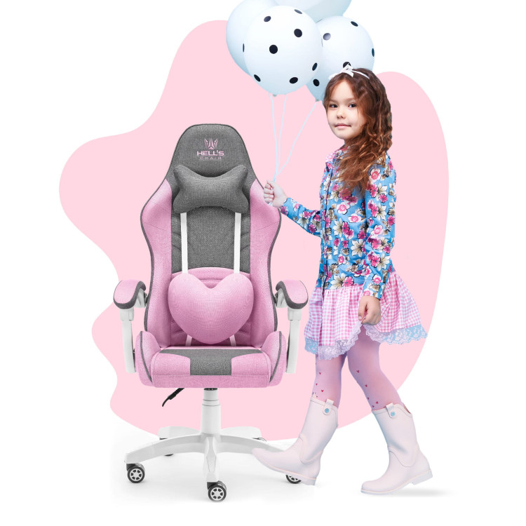 Roza-siv gaming stol HELL'S CHAIR za otroke
